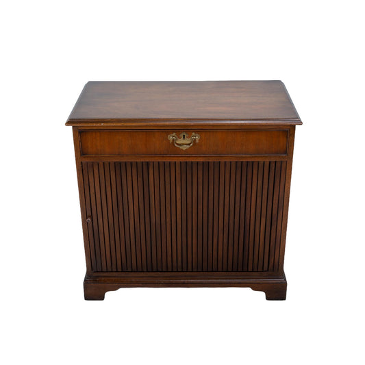Vintage Kittinger Mahogany Solicitors Filing Cabinet W/ Shutter Roll Door , Office Storage, Elegant W/ Brass Fixtures, Unique Piece