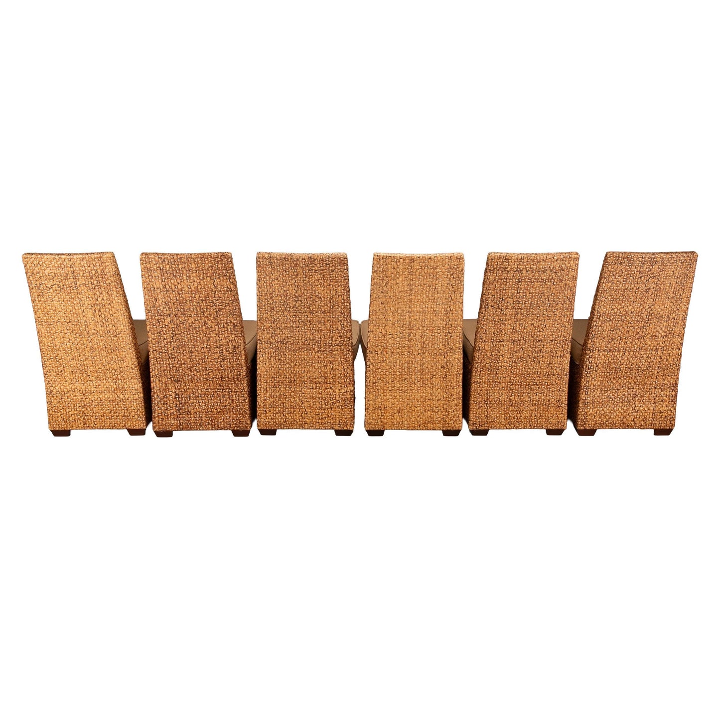 Set of 6 Lane Venture Bac Bac Banana Leaf Braided Dining Chairs – Coastal Boho Chic Woven Natural Texture Rattan Island Palm Beach Regency