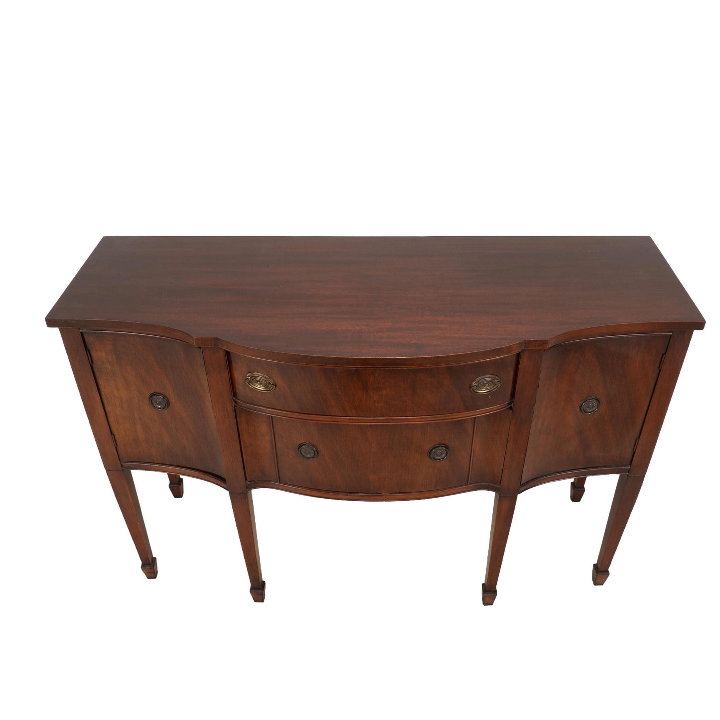 Vintage Mahogany Bow Front Buffet Server Hepplewhite Style Sideboard