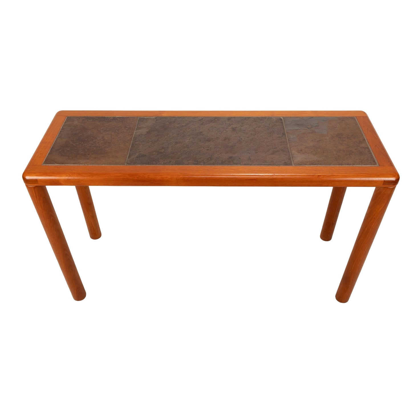 1970s Haslev Teak Console Table With Slate Tile Top - Made in Denmark