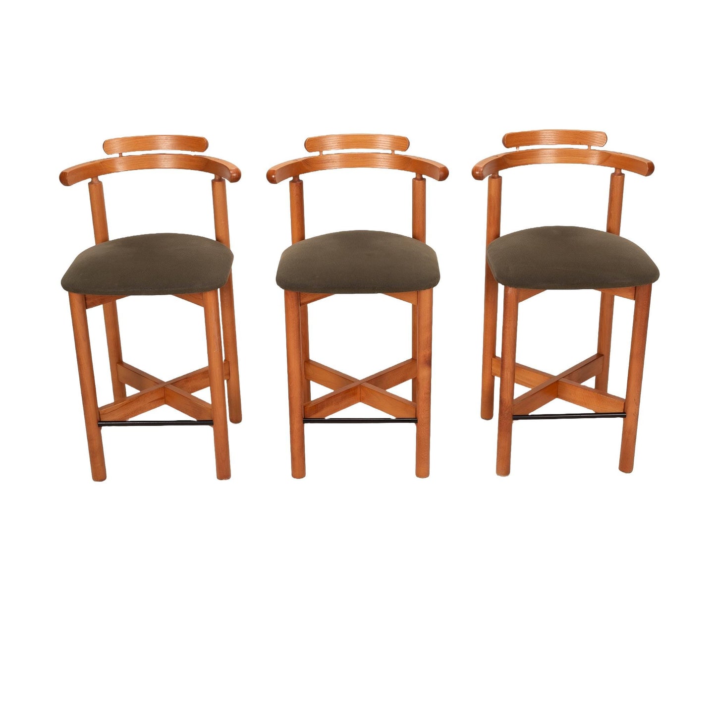 1970s Scandinavian Danish Modern Teak Counter Height Stools Findahls Mobler - Set of 3 , Minimalist MCM Design, Made in Denmark, Unique
