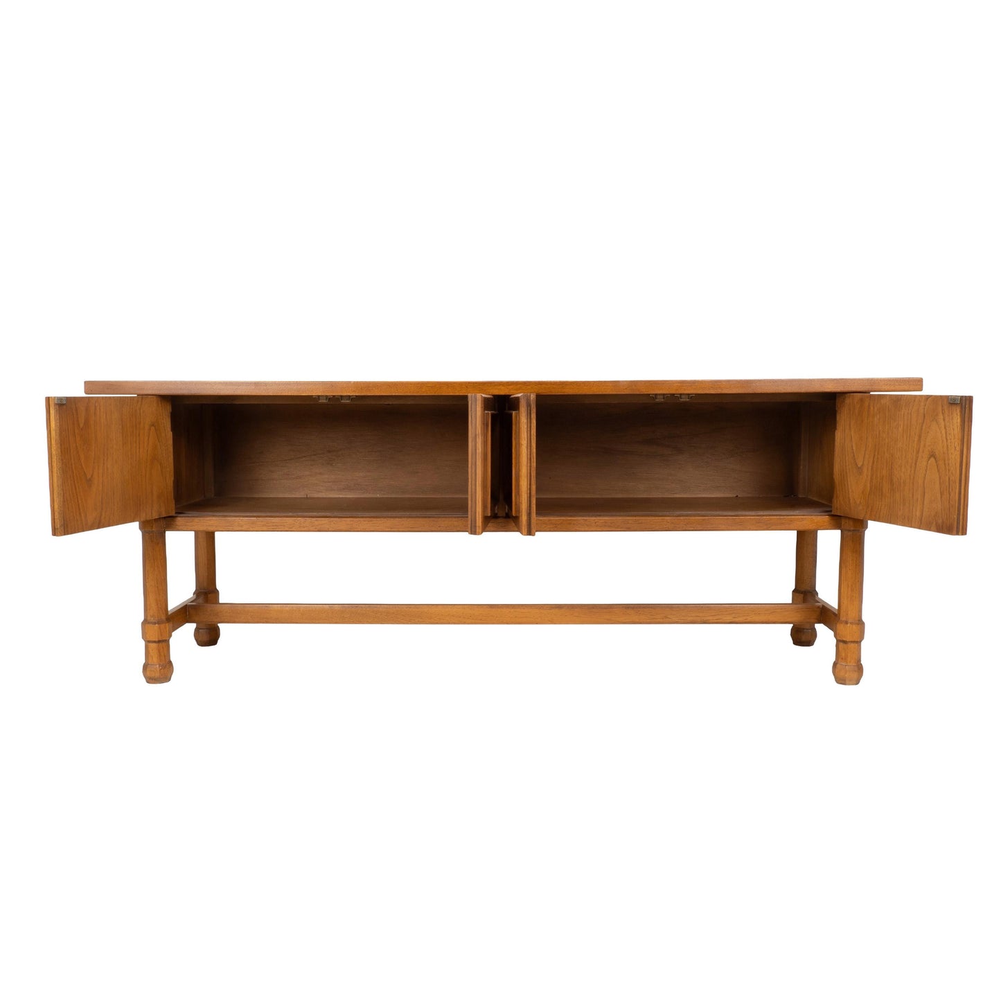 Drexel Compatibles Low Walnut Credenza Sideboard Buffet Cabinet Mid Century Modern