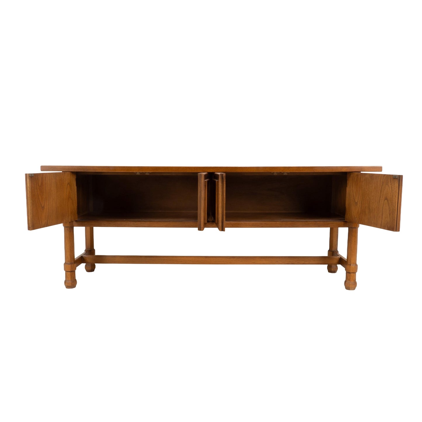Drexel Compatibles Low Walnut Credenza Sideboard Buffet Cabinet Mid Century Modern