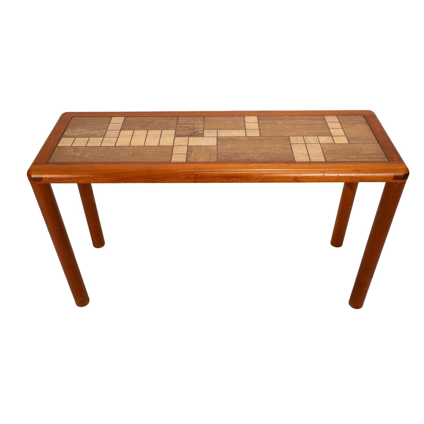 1970s Haslev Teak Console Table With Ceramic Tile Top - Made in Denmark
