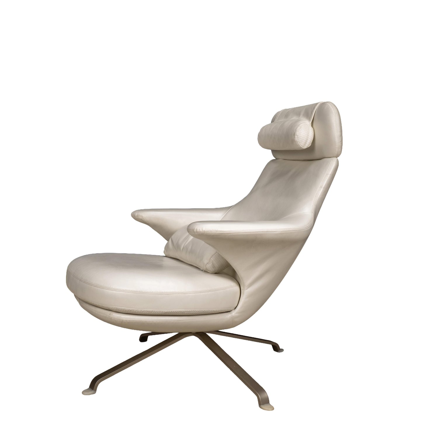 B&b Italia Radar Lounge Chair by James Irvine White Leather Swivel Lounger Italy