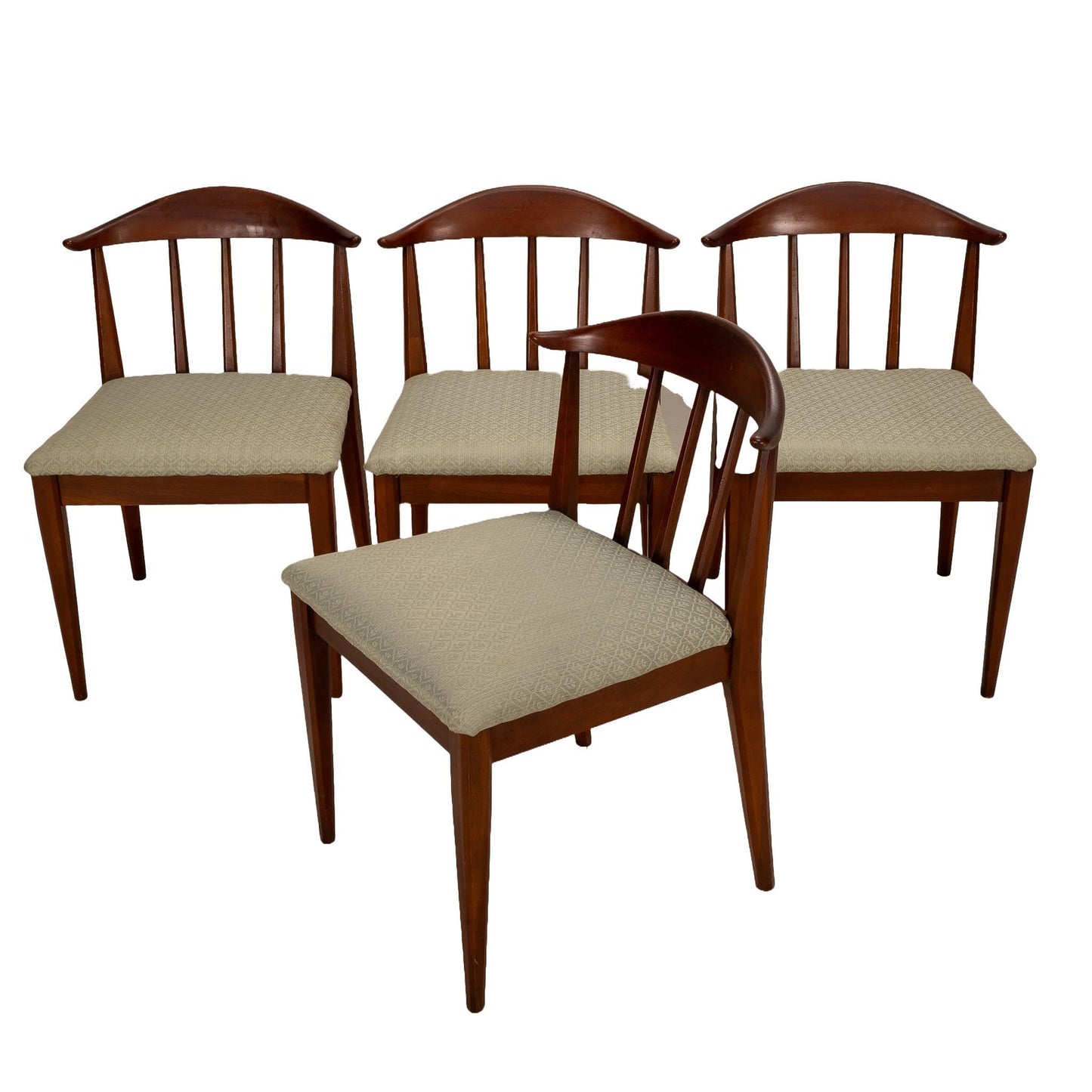 Mid Century Modern Walnut Curved Back Dining Chairs - Set of 4 , MCM Gorgeous Curved Back, Edward Wormely Style