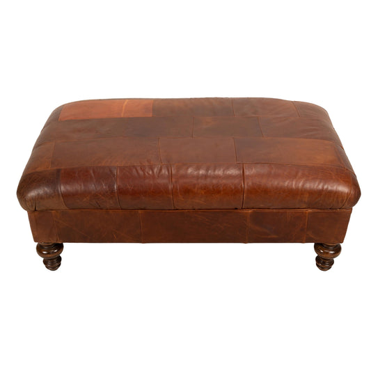 RH Restoration Hardware Oversized Large Patchwork Leather Ottoman - 46x28x18