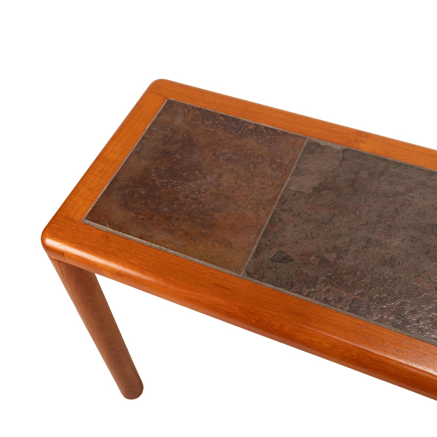 1970s Haslev Teak Console Table With Slate Tile Top - Made in Denmark