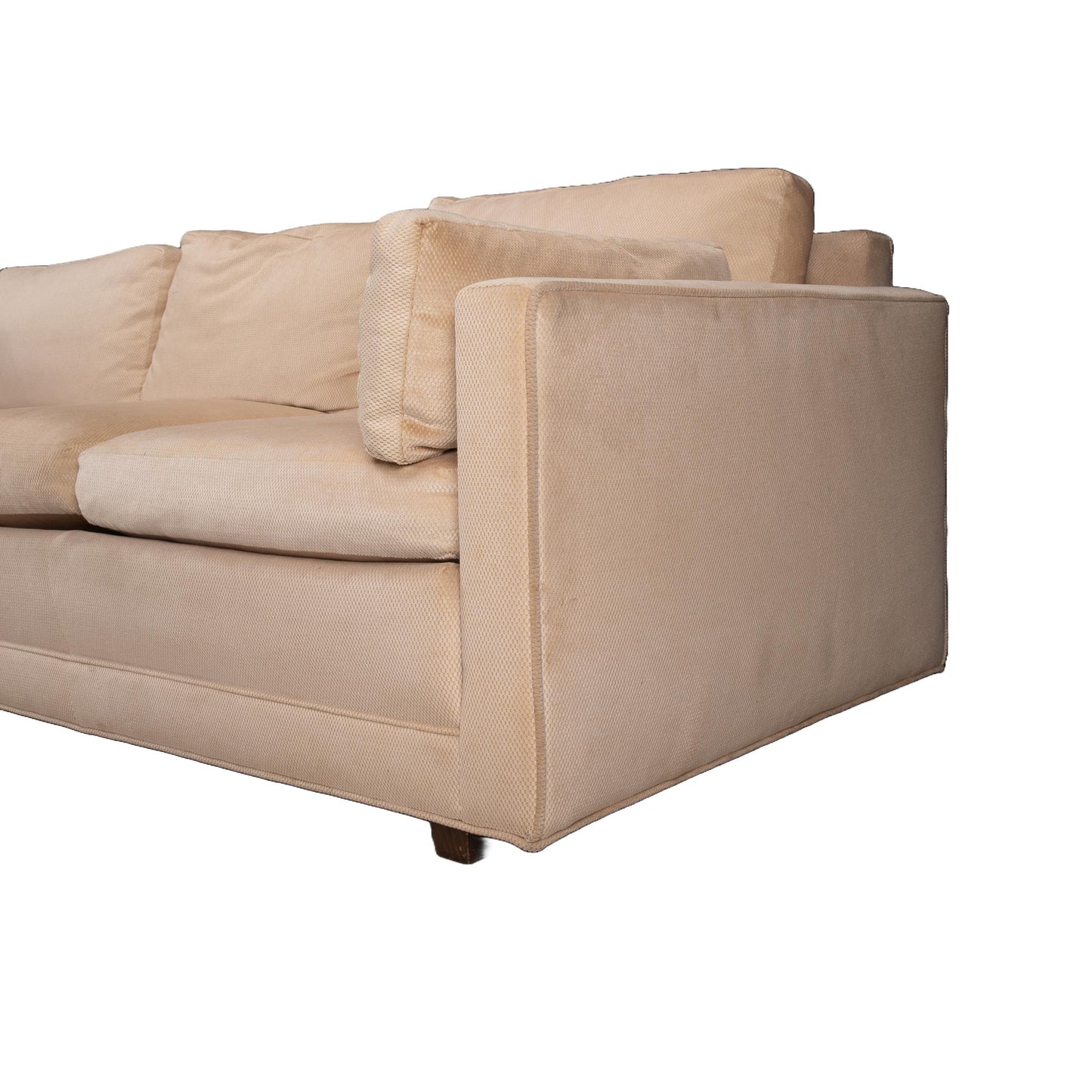 Vintage 1970s Long Parson Sofa by Baker – Duck Feather Down Cushions, Upholstered Couch for Reupholstery, MCM Designer Seating