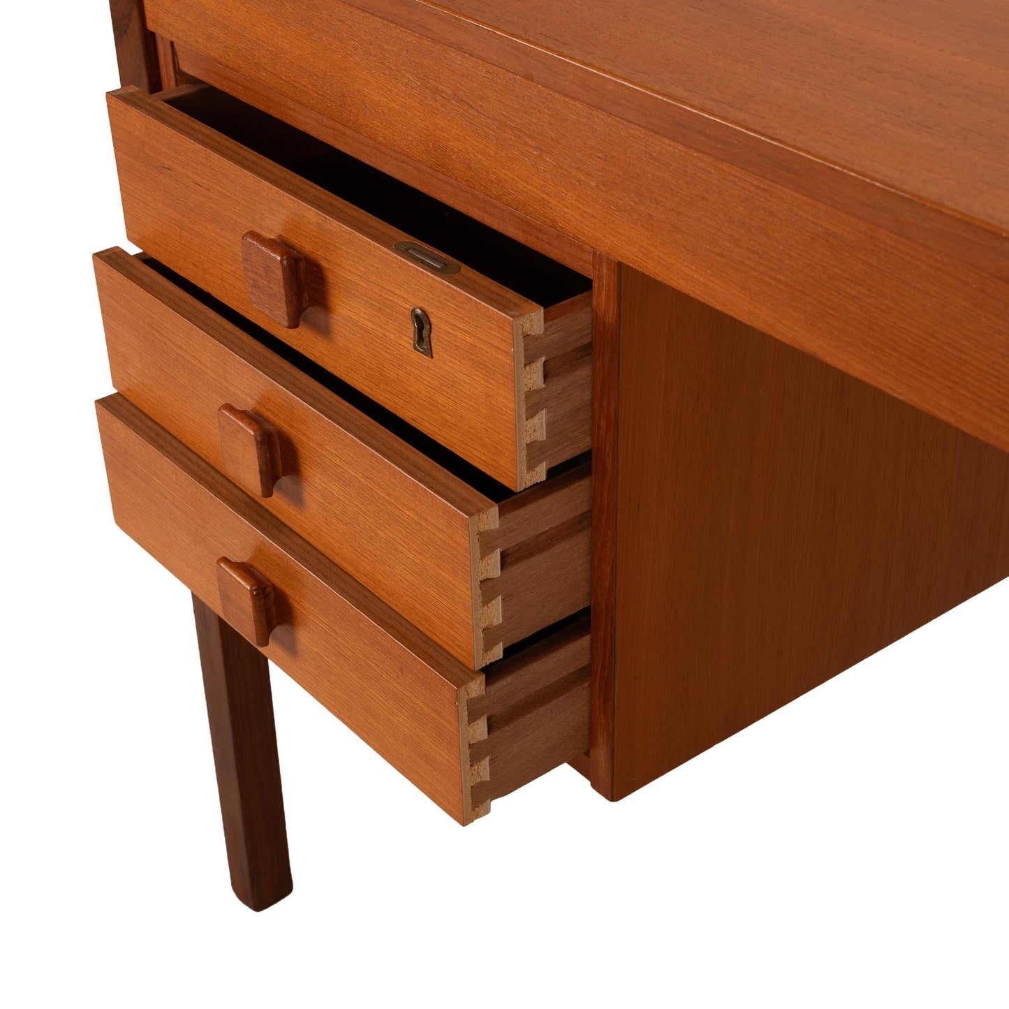 Mid-Century Danish Modern Teak Desk by Domino Møbler – 3-Drawer Design