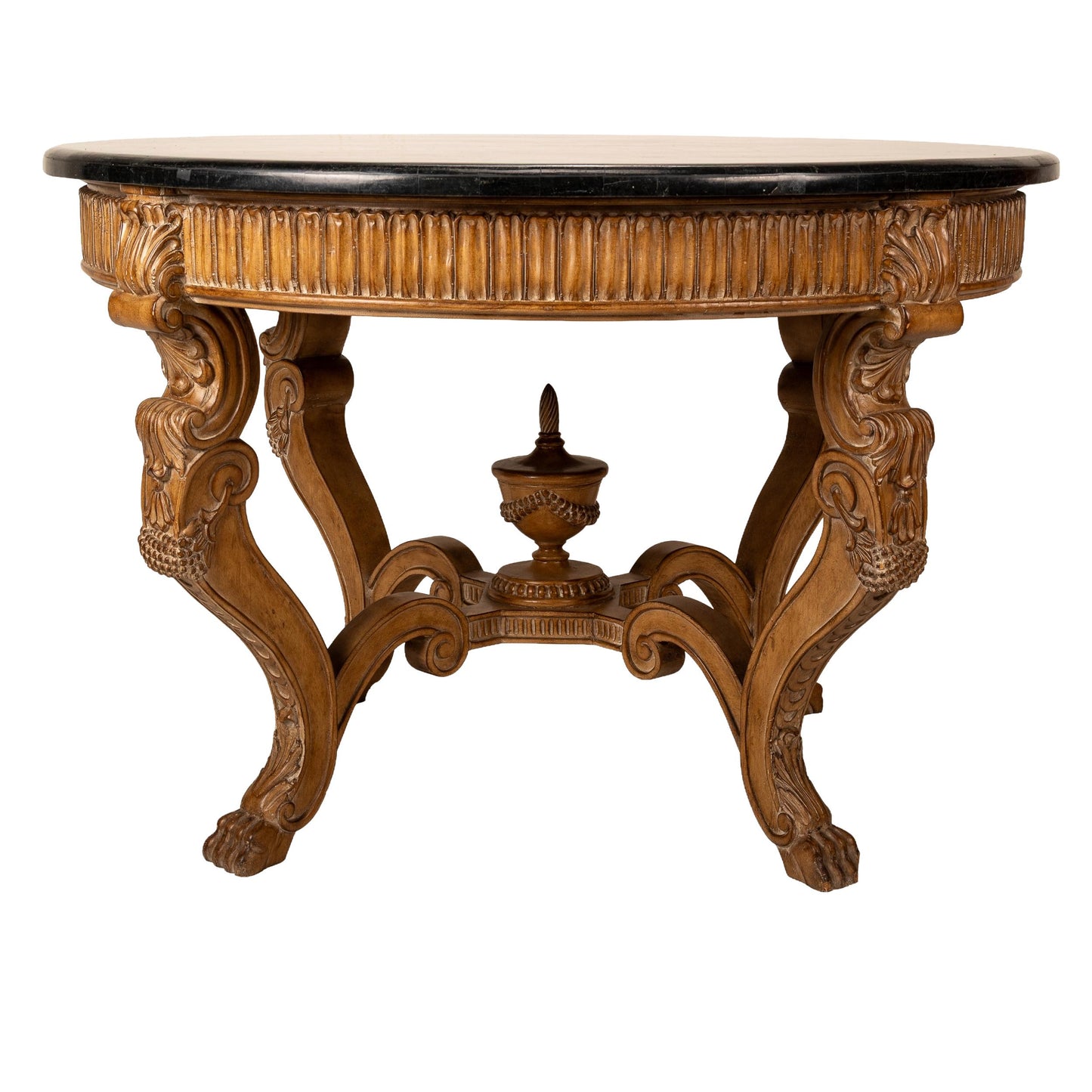 Henredon Tessellated Marble Center Table – Baroque Rococo Style with Ornate Carved Base & Claw Feet – Gorgeous Stone Finish, Statement Piece