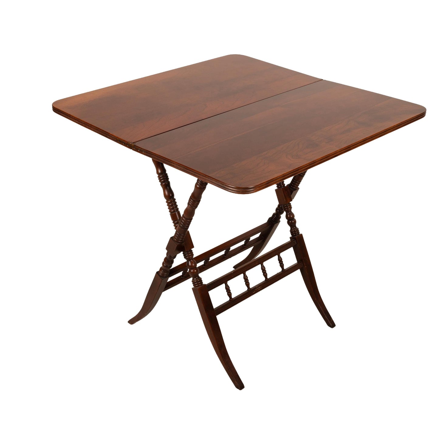 Carl Forslund Mahogany Folding Coaching Card Game Table, 1980s Colonial Revival