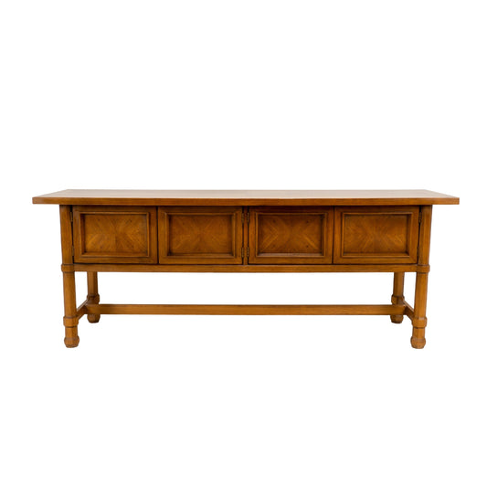 Drexel Compatibles Low Walnut Credenza Sideboard Buffet Cabinet Mid Century Modern