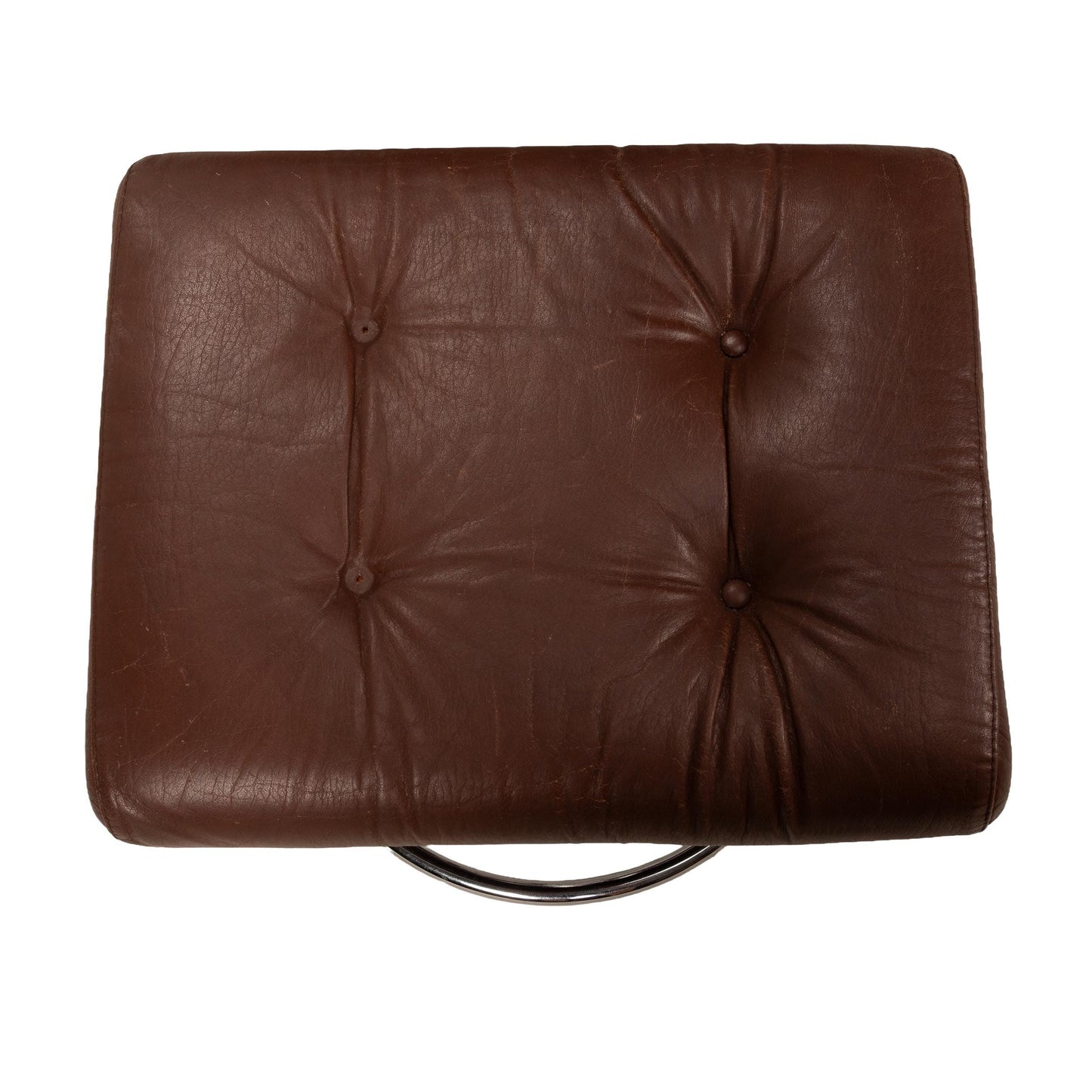 1970s Vintage Ekornes Stressless Recliner & Ottoman in Brown Leather With Chrome Retro Base