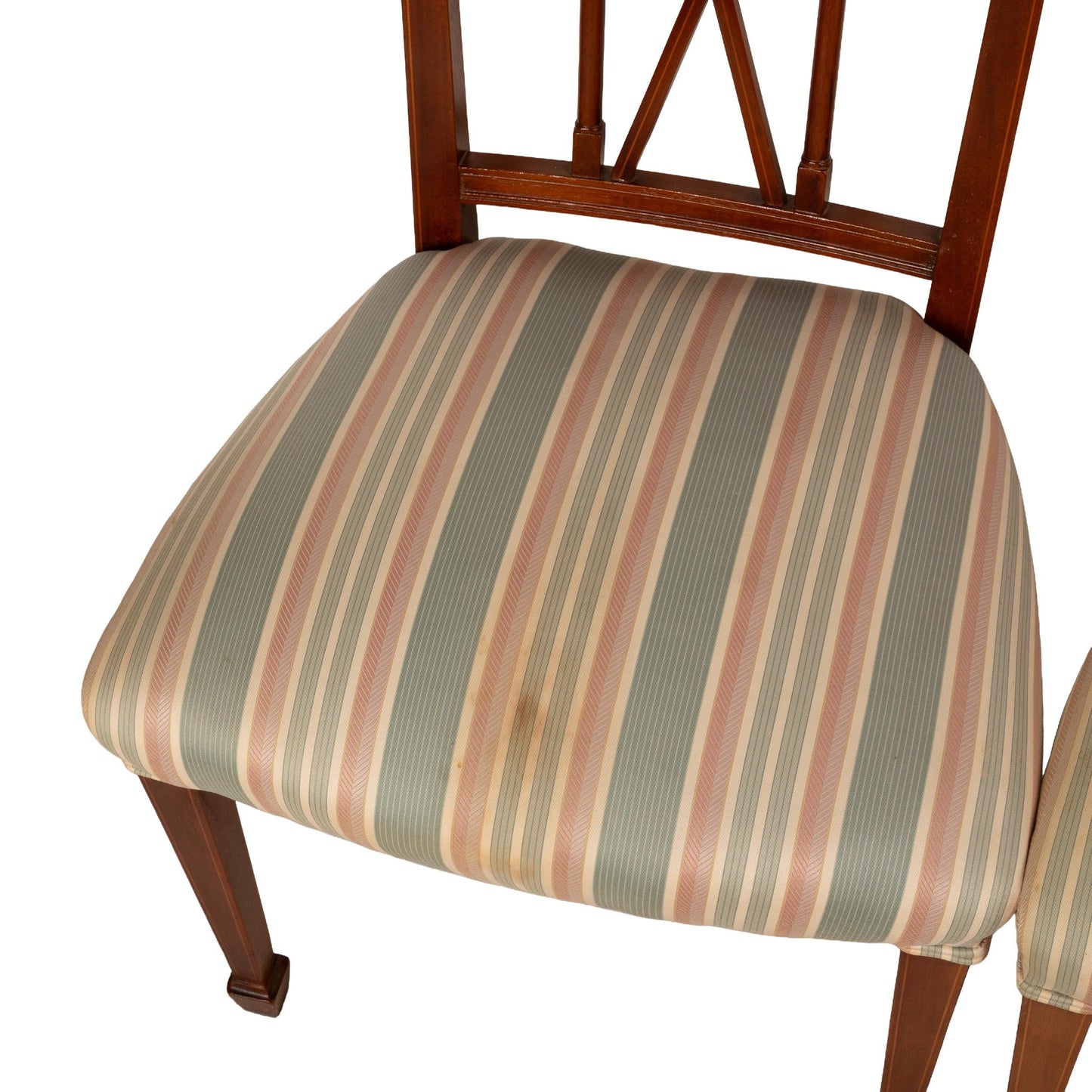 Flame Mahogany Regency Style Dining Chairs – Sculpted Arms & Inlaid X-Backs - Set of 8