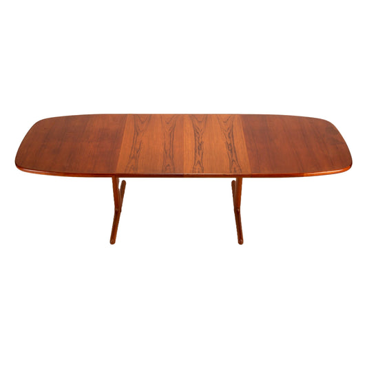 1970s Danish Modern Skovby Teak Dining Table – Mid Century Expanding Table w/ 2 Leaves, Vintage MCM Scandinavian Extendable Table