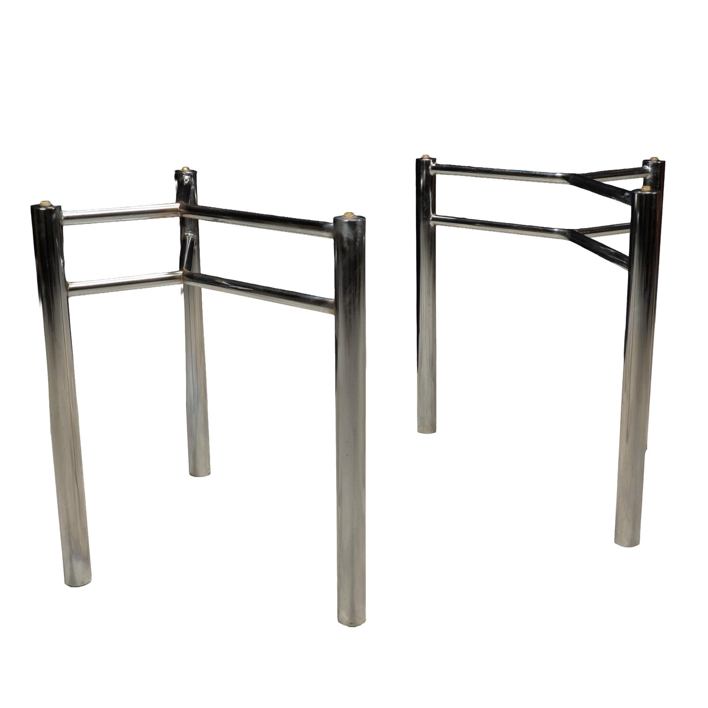 Modernist Chrome Glass Dining Table Bases, Set of 2 – Architectural 1970s Style