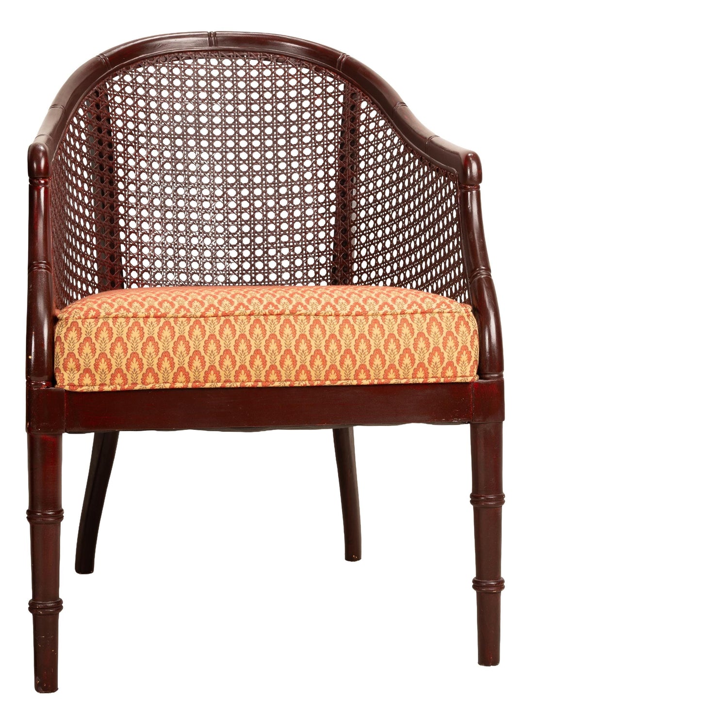 Gorgeous Regency Style Caned Back Tub Lounge Chairs, Recently Reupholstered, Pair of Elegant Accent Chairs, Vintage French Inspired Seating