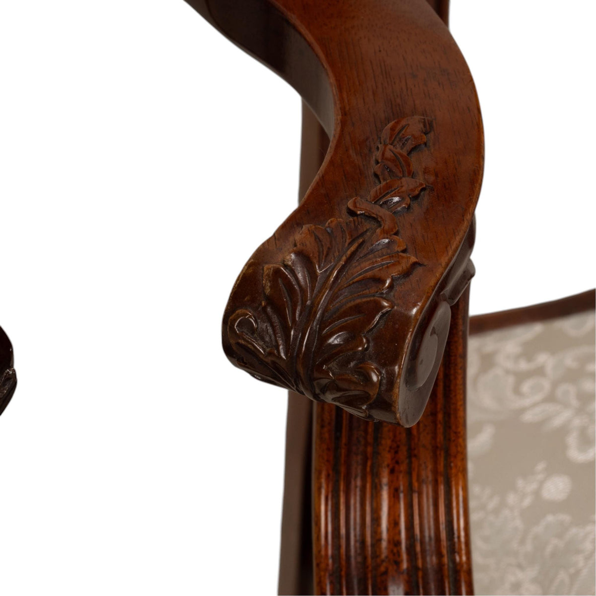 Pair Antique Chippendale Revival Carved Mahogany Ball & Claw Arm Chairs