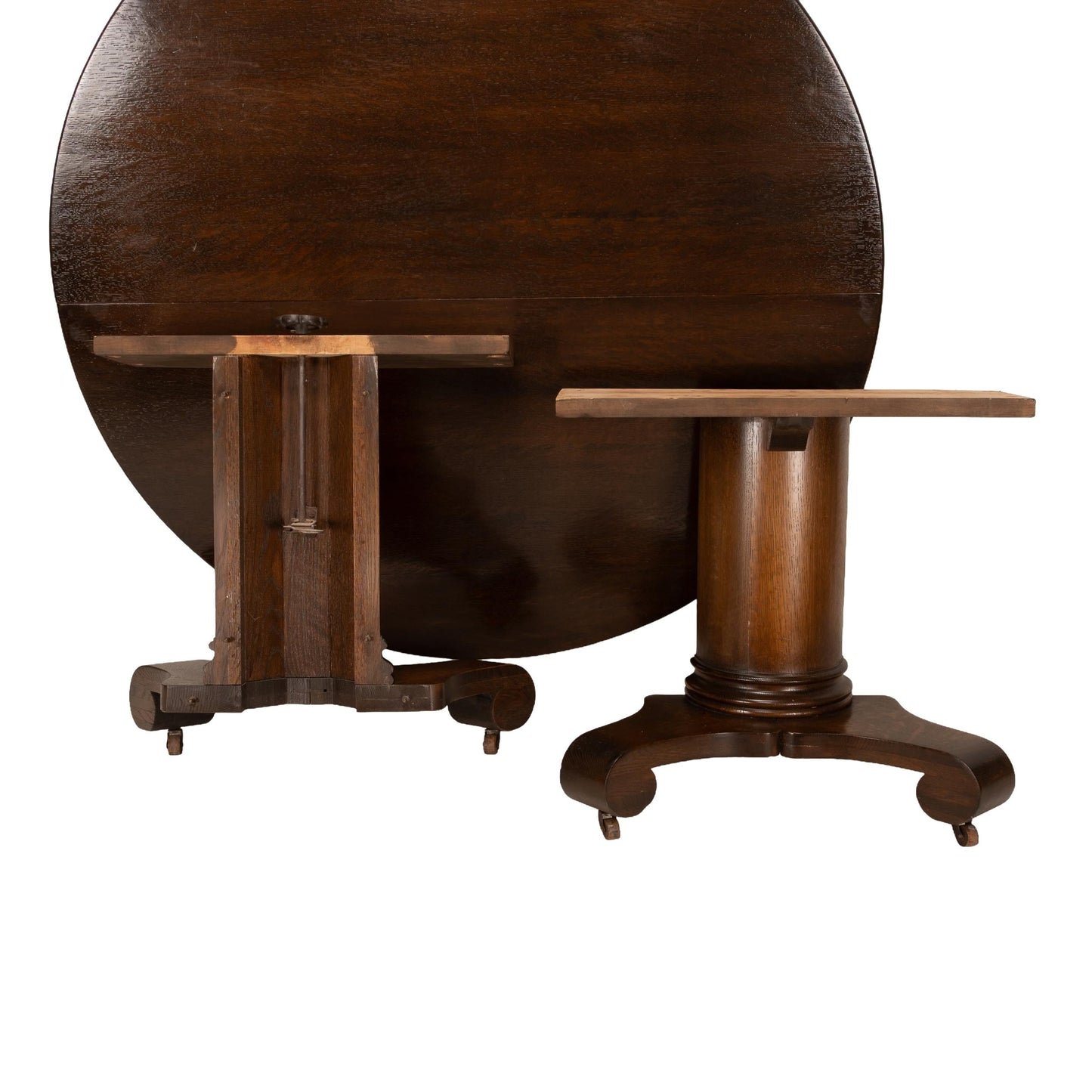 Antique Oak Empire Split Pedestal Dining Table | Monumental Banquet Table w/ Leaves | Vintage Expandable Table , USA Shipping Available