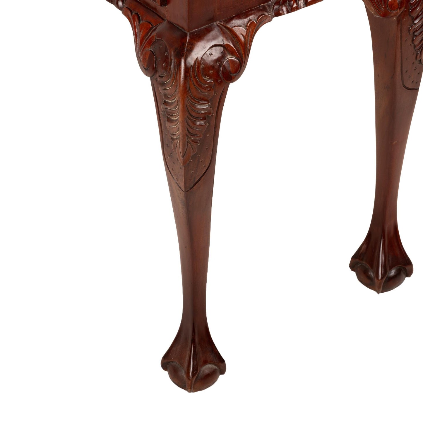 1940s Mahogany Chippendale Ball & Claw 3 Drawer Writing Desk/ Sofa Table , Elegant Carved Table, Baroque Console, Deep Wood Tones,