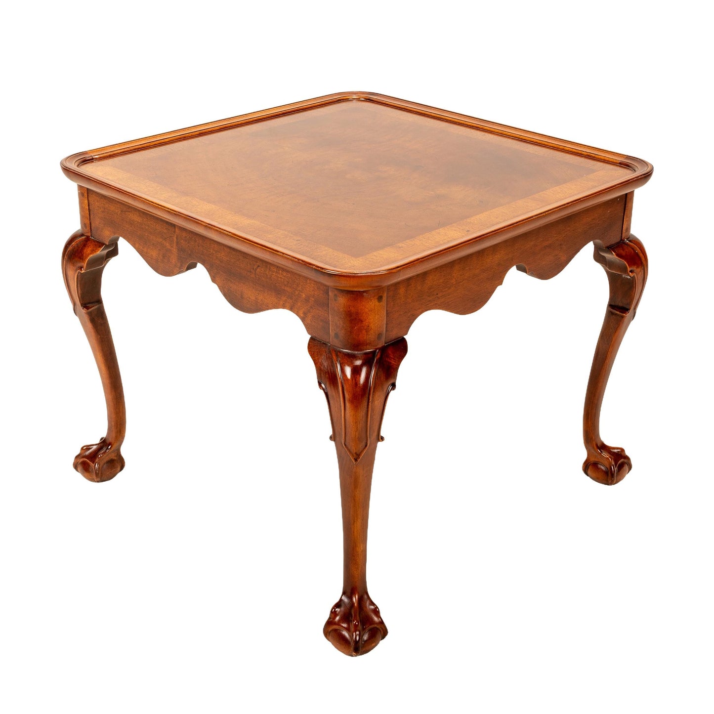 Vintage Henredon Mahogany Accent Table – Banded Bookmatched Top & Claw Feet – Traditional End Table