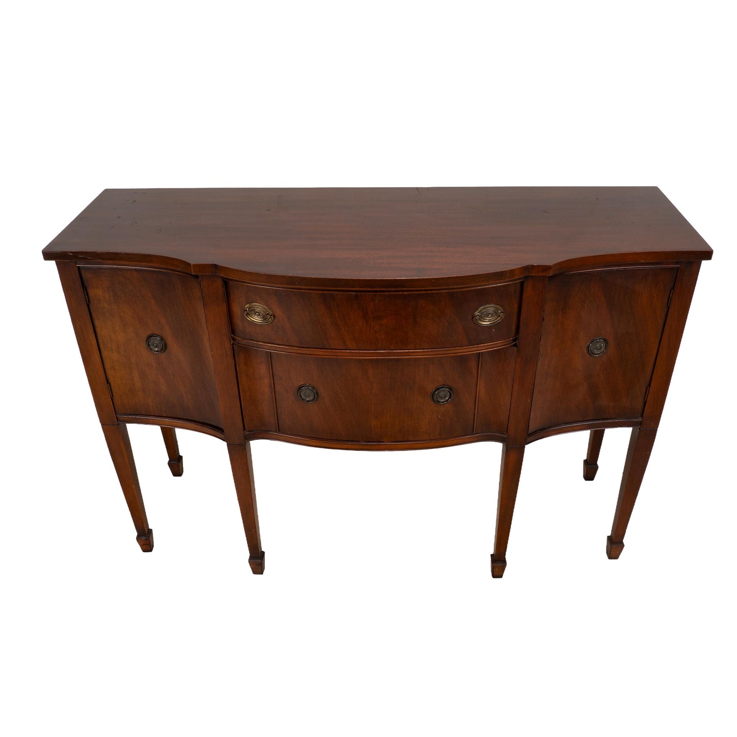 Vintage Mahogany Bow Front Buffet Server Hepplewhite Style Sideboard