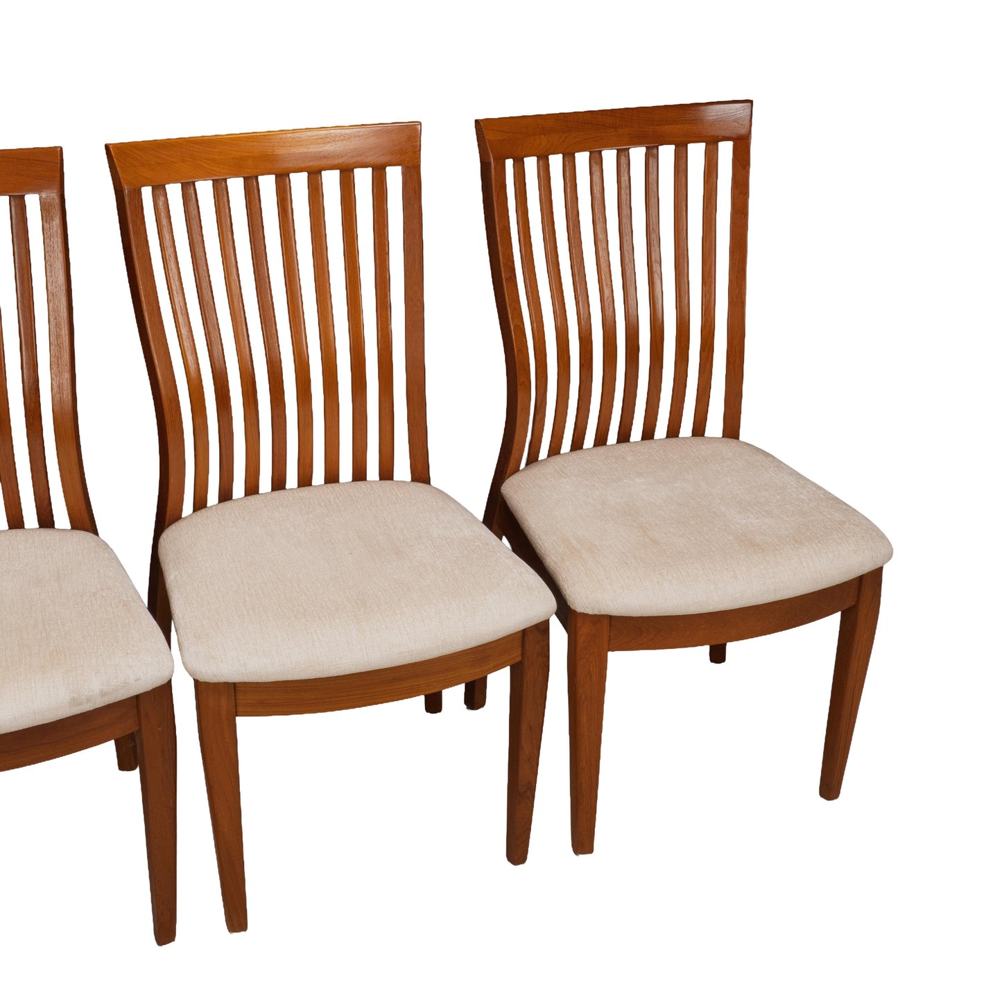 Set of 4 Benny Linden Solid Teak Slat Back Dining Chairs Mid Century Modern Scandinavian