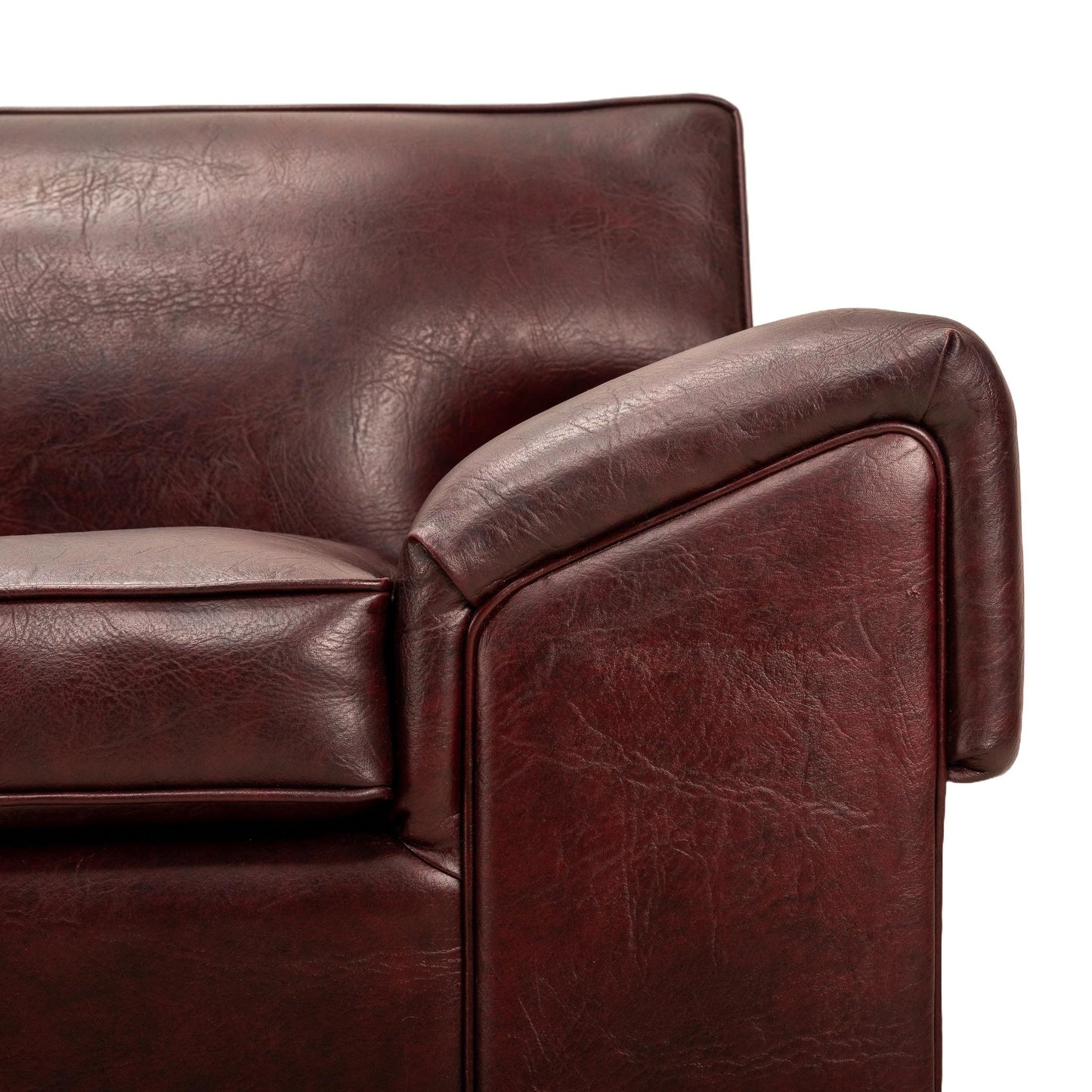 1960s Mid Century Modern Castro Convertible Naugahyde Long Sofa in Dark Burgundy , MCM Retro Mod Lowrider Couch USA Shipping Available