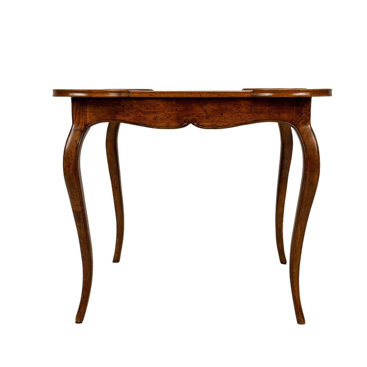 Italian Cabriole Leg Parquetry Top Oak Game Table Made in Italy