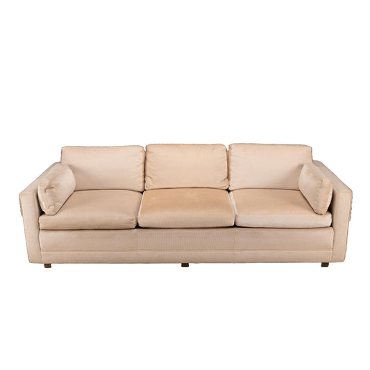 Vintage 1970s Long Parson Sofa by Baker – Duck Feather Down Cushions, Upholstered Couch for Reupholstery, MCM Designer Seating