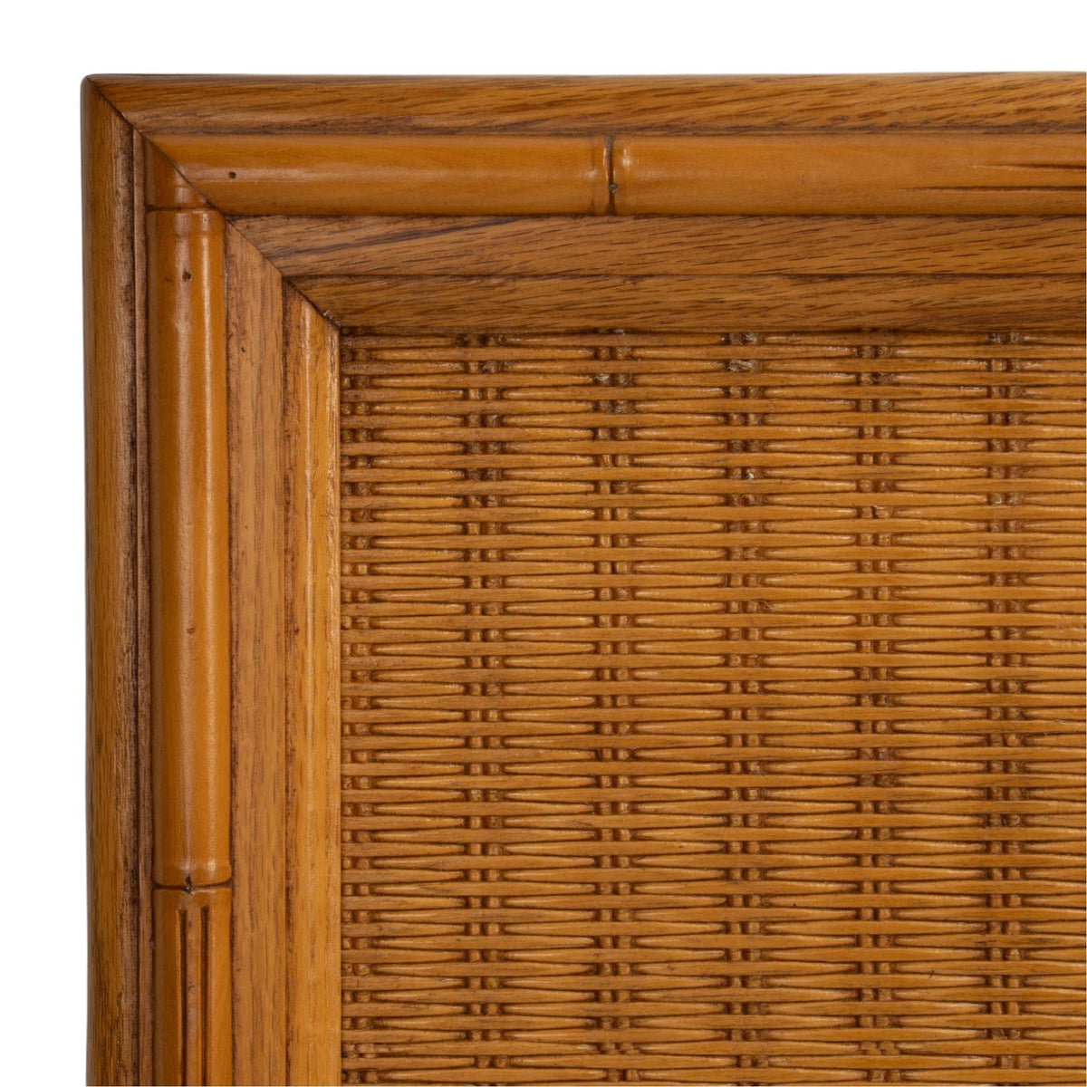 Pair Vintage Twin Rattan Headboards W/ Bamboo Style Wood Trim 40" - Combine for King