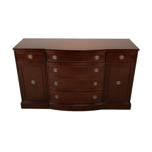 1940s Rway Northern Furniture Co Mahogany Bow Front Buffet Server Sideboard, Elegant Dining Room Furniture, Classic Piece