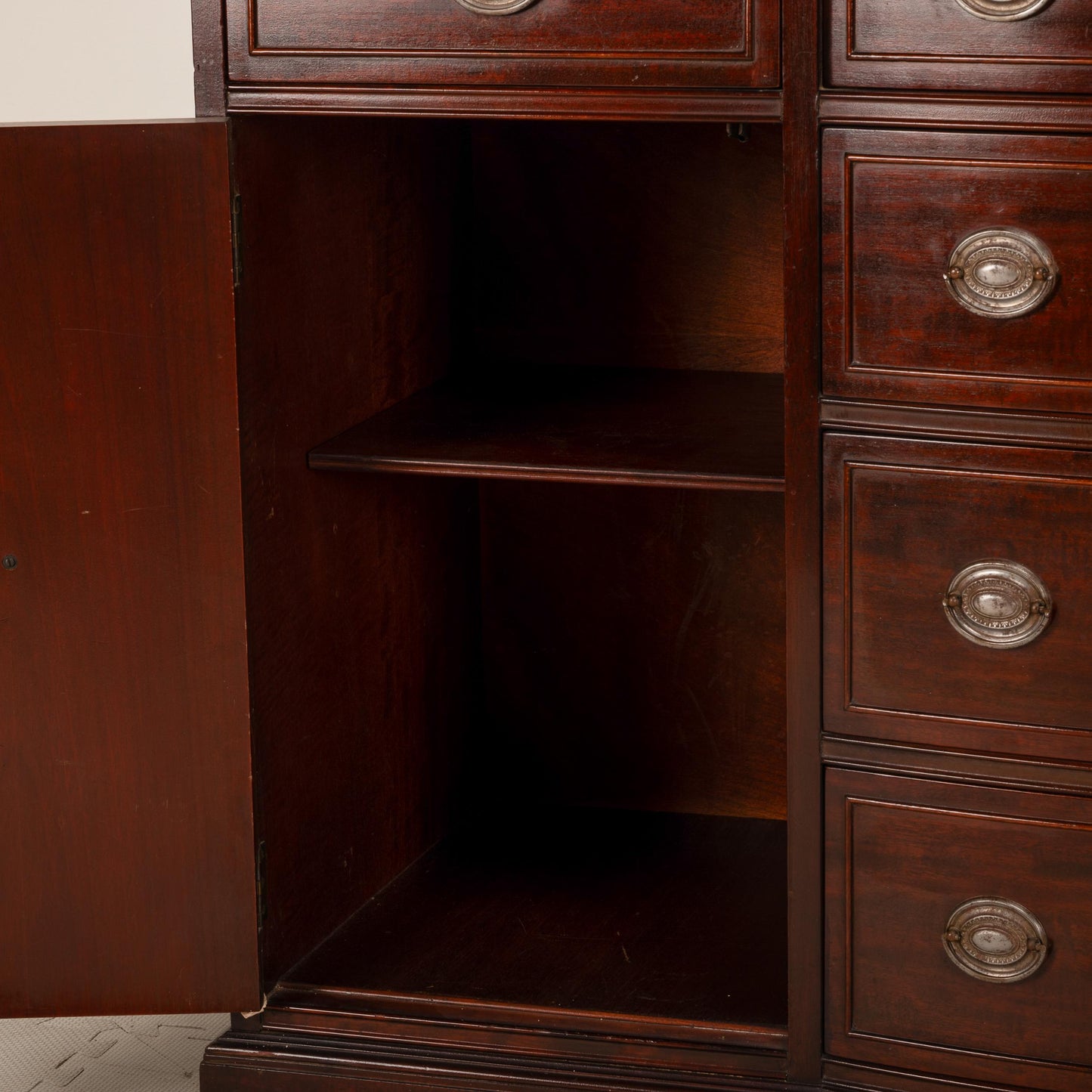1940s Rway Northern Furniture Co Mahogany Bow Front Buffet Server Sideboard, Elegant Dining Room Furniture, Classic Piece