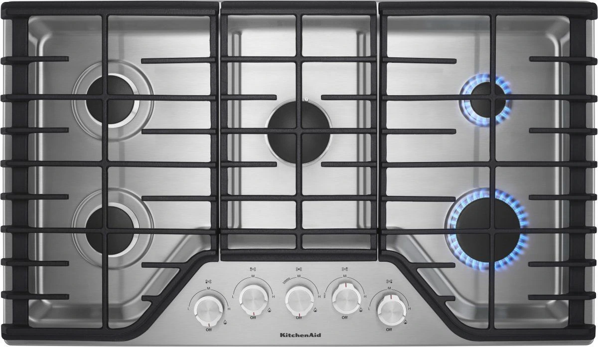 NEW KitchenAid 36" Stainless Steel Gas Cooktop W/ 5 Sealed Burners KCGS356ESS