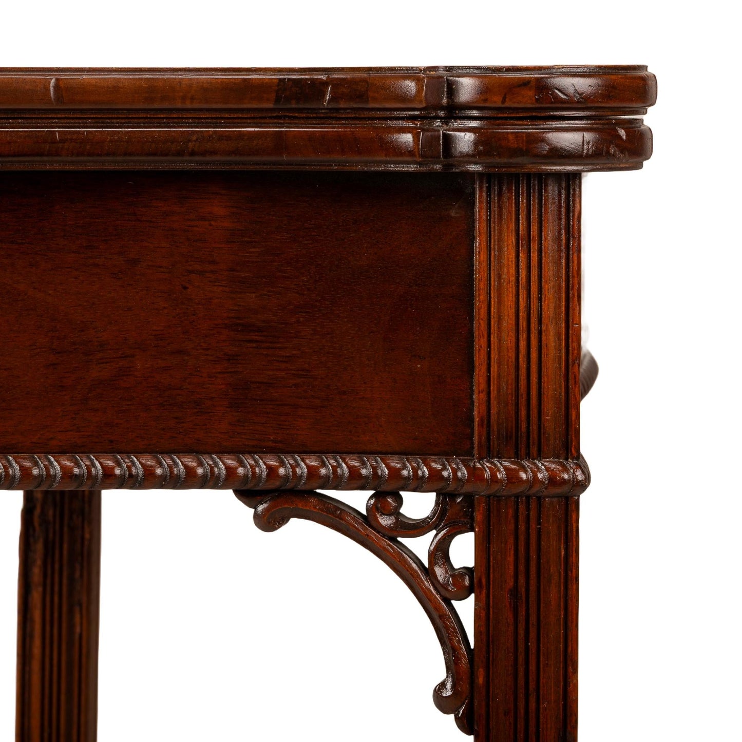Antique Caradelli of NYC Chippendale Carved Flamed Mahogany Flip Top Expandable Dining / Game Table , Gorgeous & Unique Piece, Space Saving