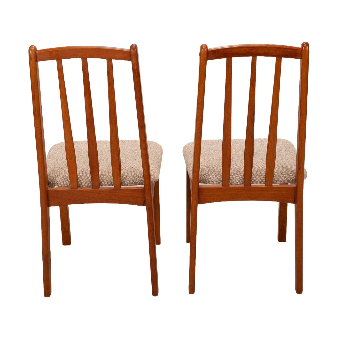 Koda Woodcraft Danish Modern Style Teak Slat Back Side Dining Chairs - A Pair, MCM Mid Century Modern, USA Shipping Available, Retro Mod