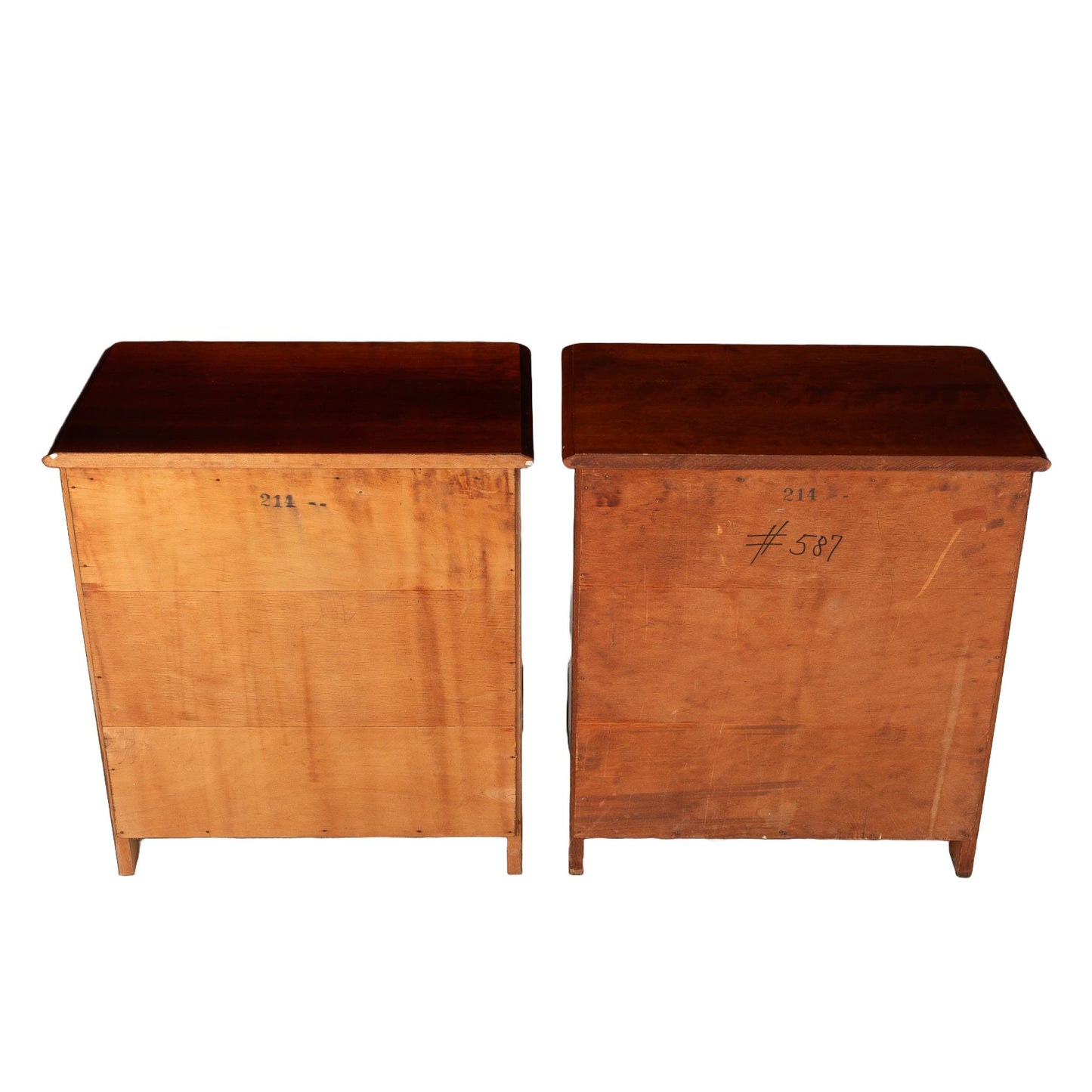 Mid Century Carl Forslund Nightstands – Pair of 3 Drawer Cherry Wood Side Tables, Vintage Chest End Tables, Traditional Bedroom Furniture