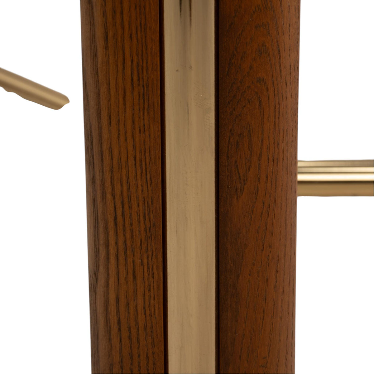 1980s Chromcraft Dining Table Base, Oak and Polished Brass - For Glass Top
