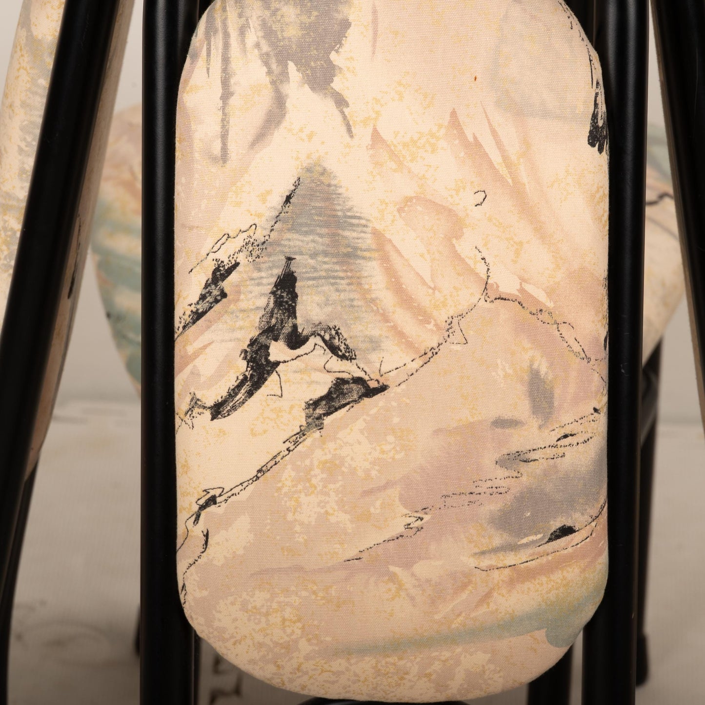 1980s Liberty Furniture of Canada Postmodern Upholstered Black Metal Tubular Dining Chairs - Set of 4