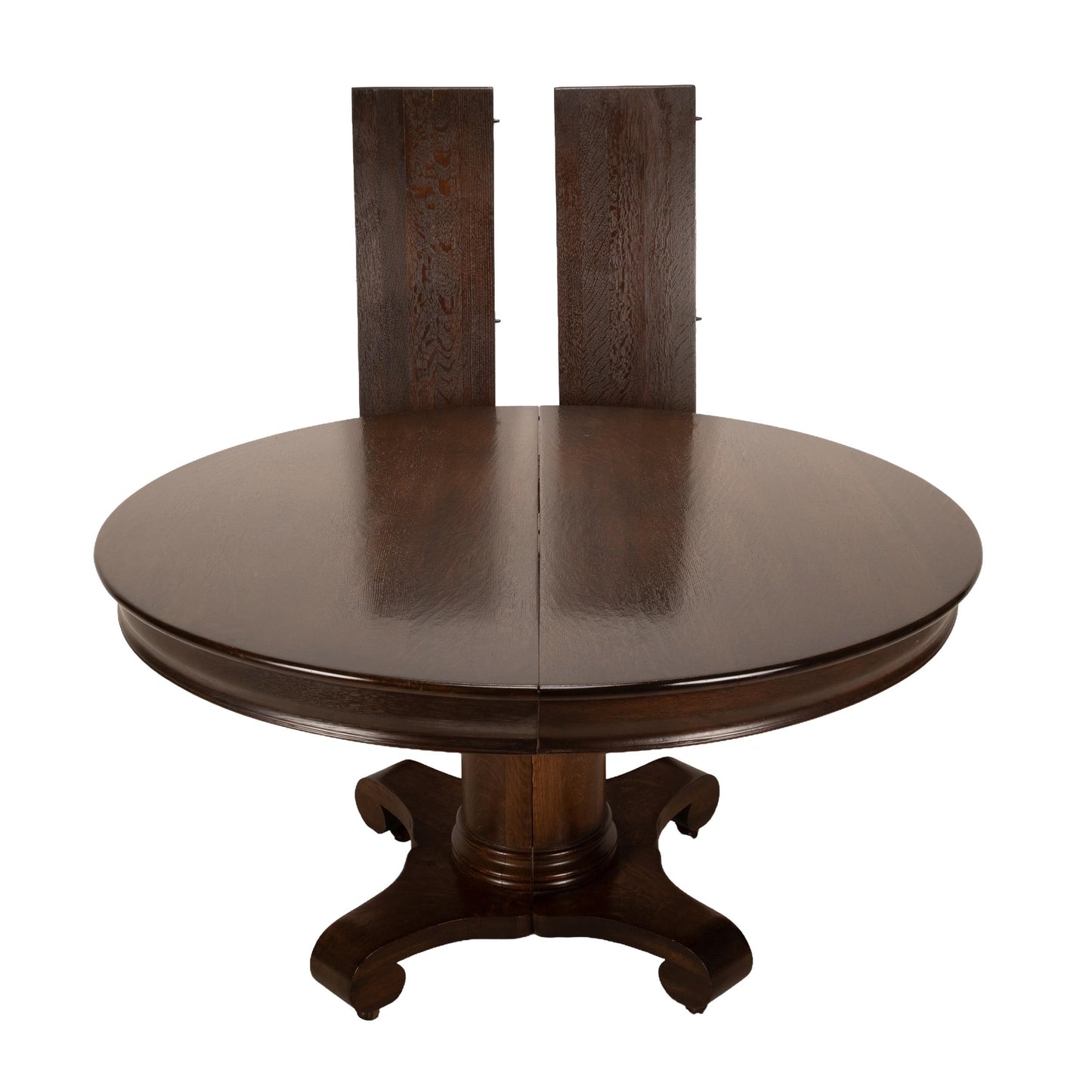 Antique Oak Empire Split Pedestal Dining Table | Monumental Banquet Table w/ Leaves | Vintage Expandable Table , USA Shipping Available