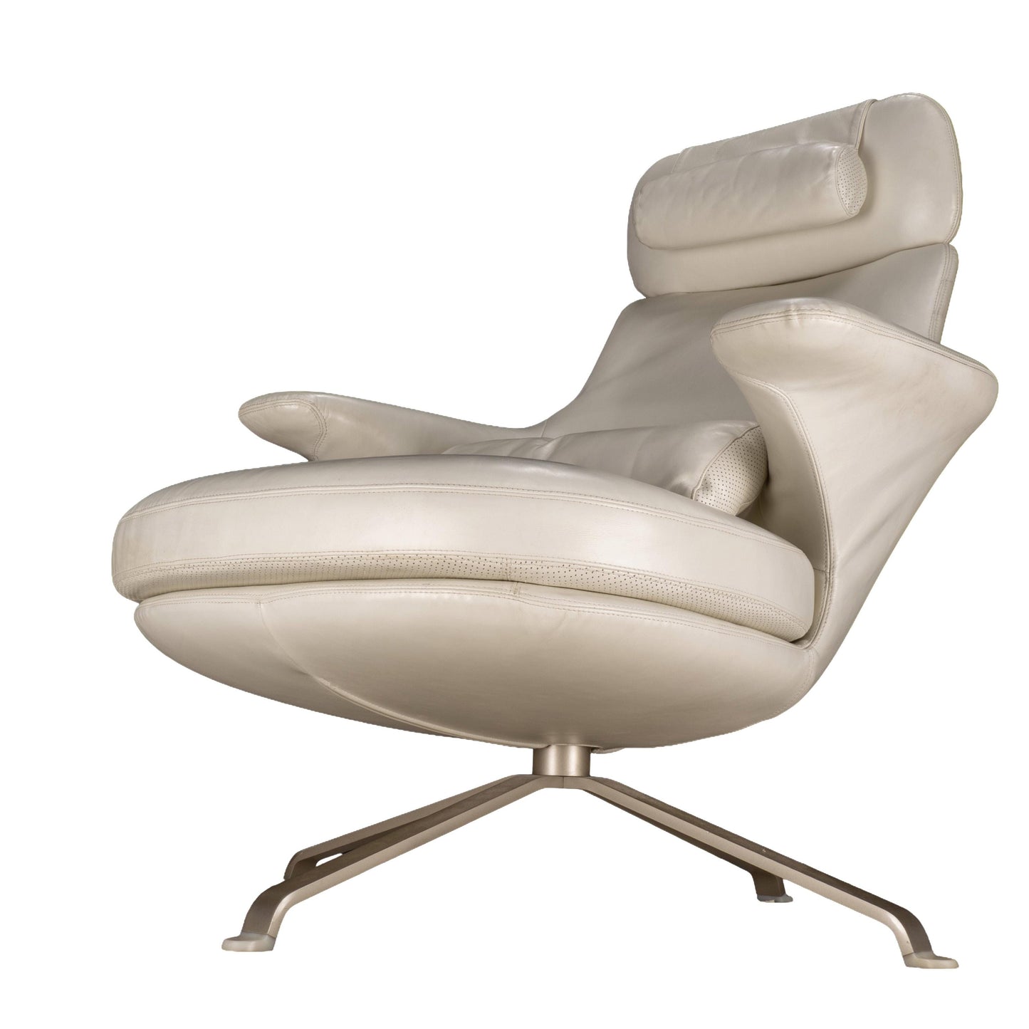 B&b Italia Radar Lounge Chair by James Irvine White Leather Swivel Lounger Italy
