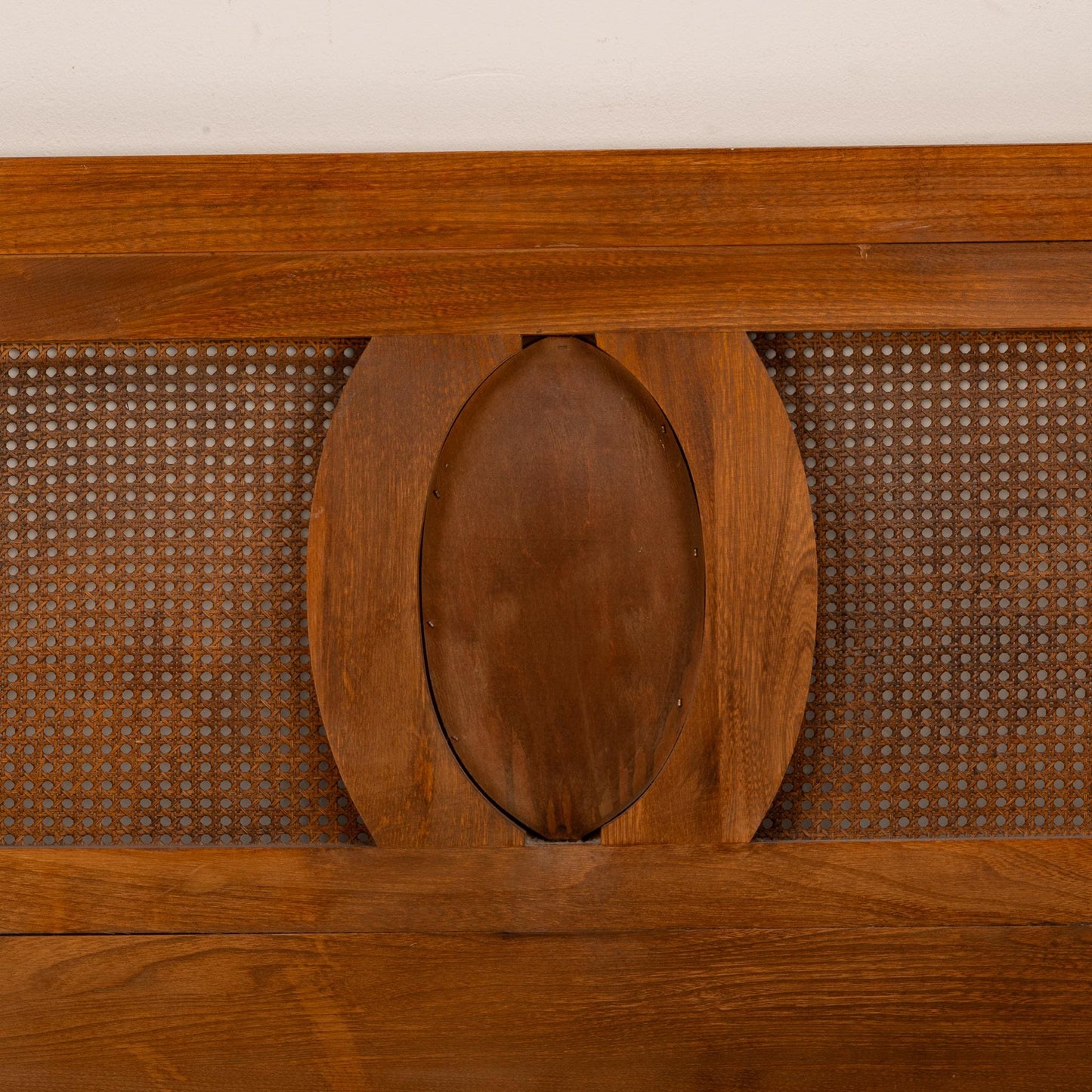 1970s French Regency Louis XVI Wood & Cane King Size Headboard - Gorgeous Detail Work, Wicker Back Caning, Unique Piece, USA Shipping Avail