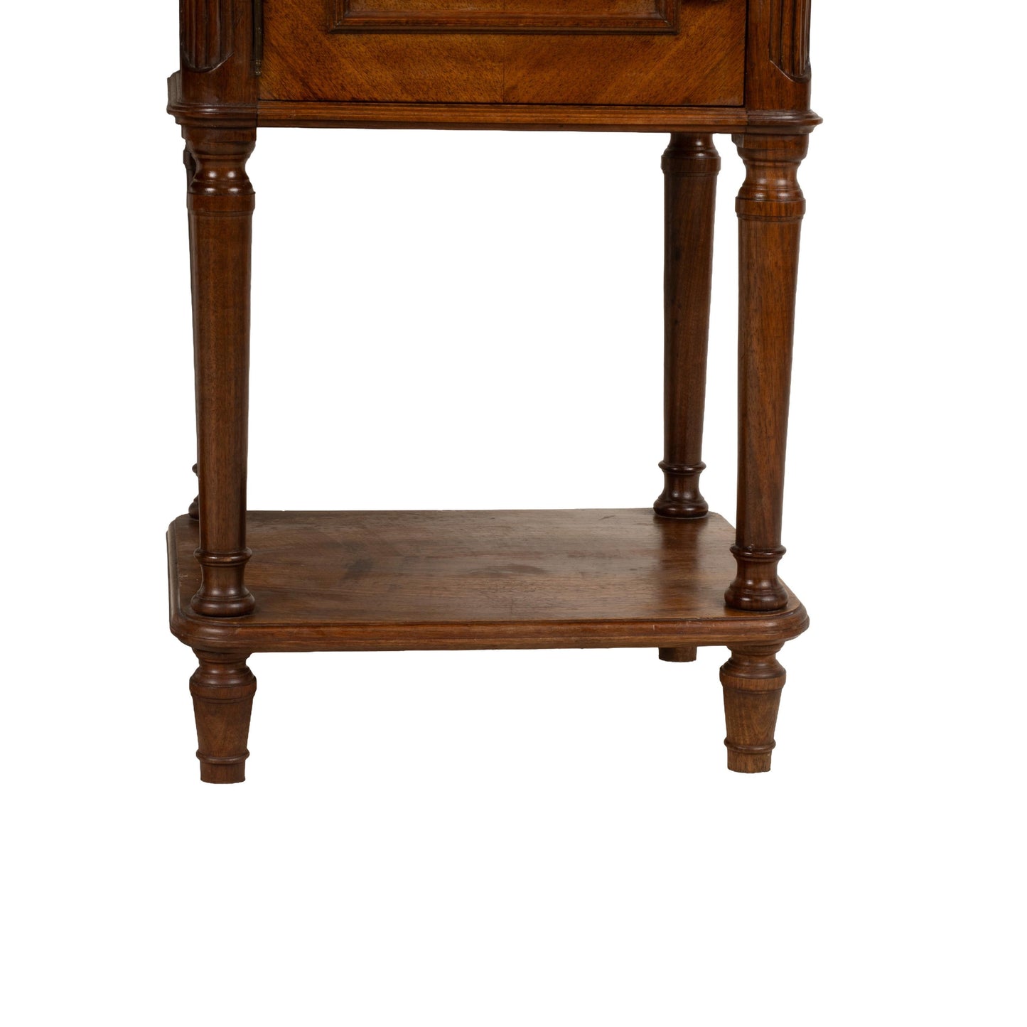 Antique French Louis XVI Style Marble Top Ceramic Lined Nightstands - A Pair