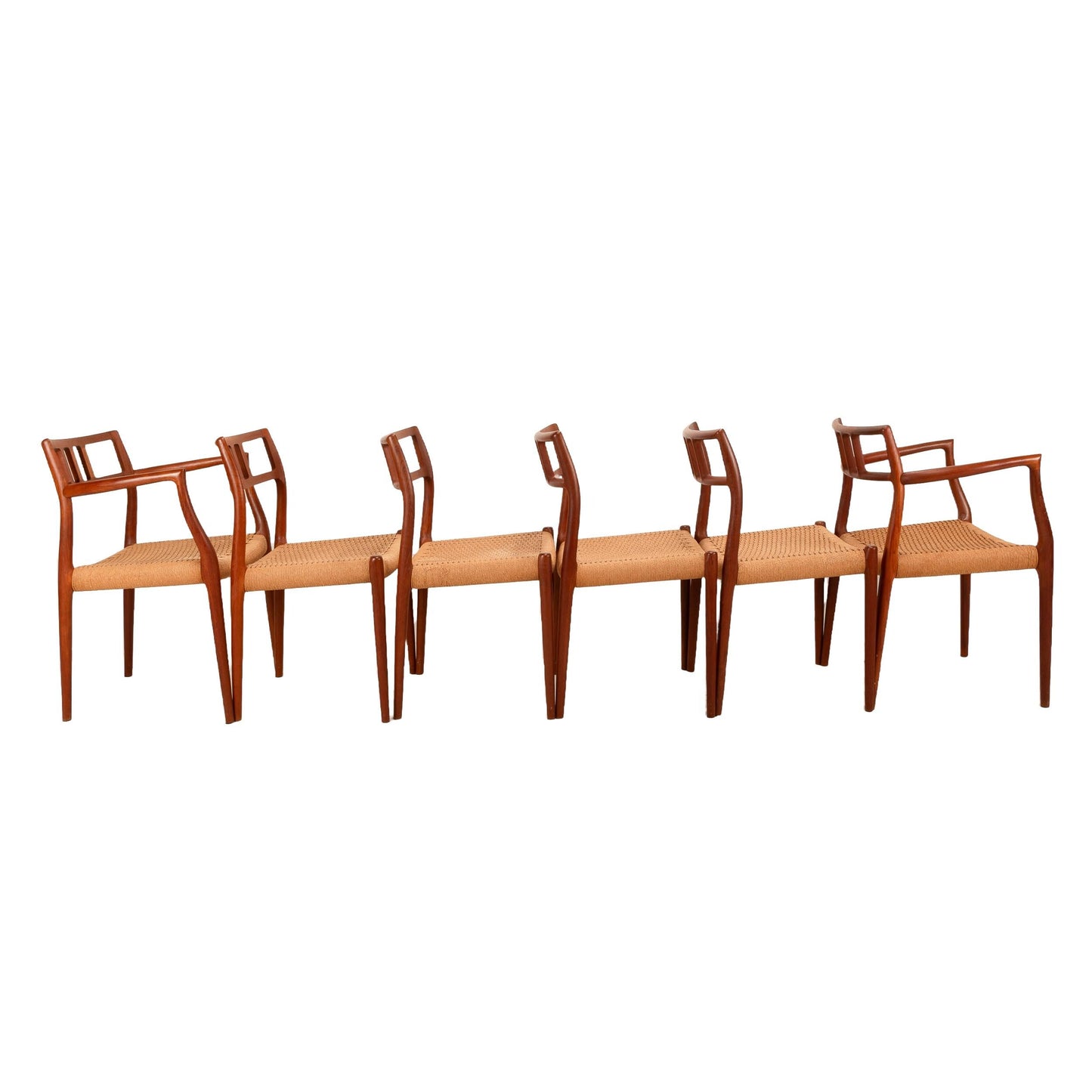 Set of 6 Teak Dining Chairs by Niels Otto Møller – Danish Modern Model 79 & 64, Vintage Mid-Century Scandinavian MCM Seating Set