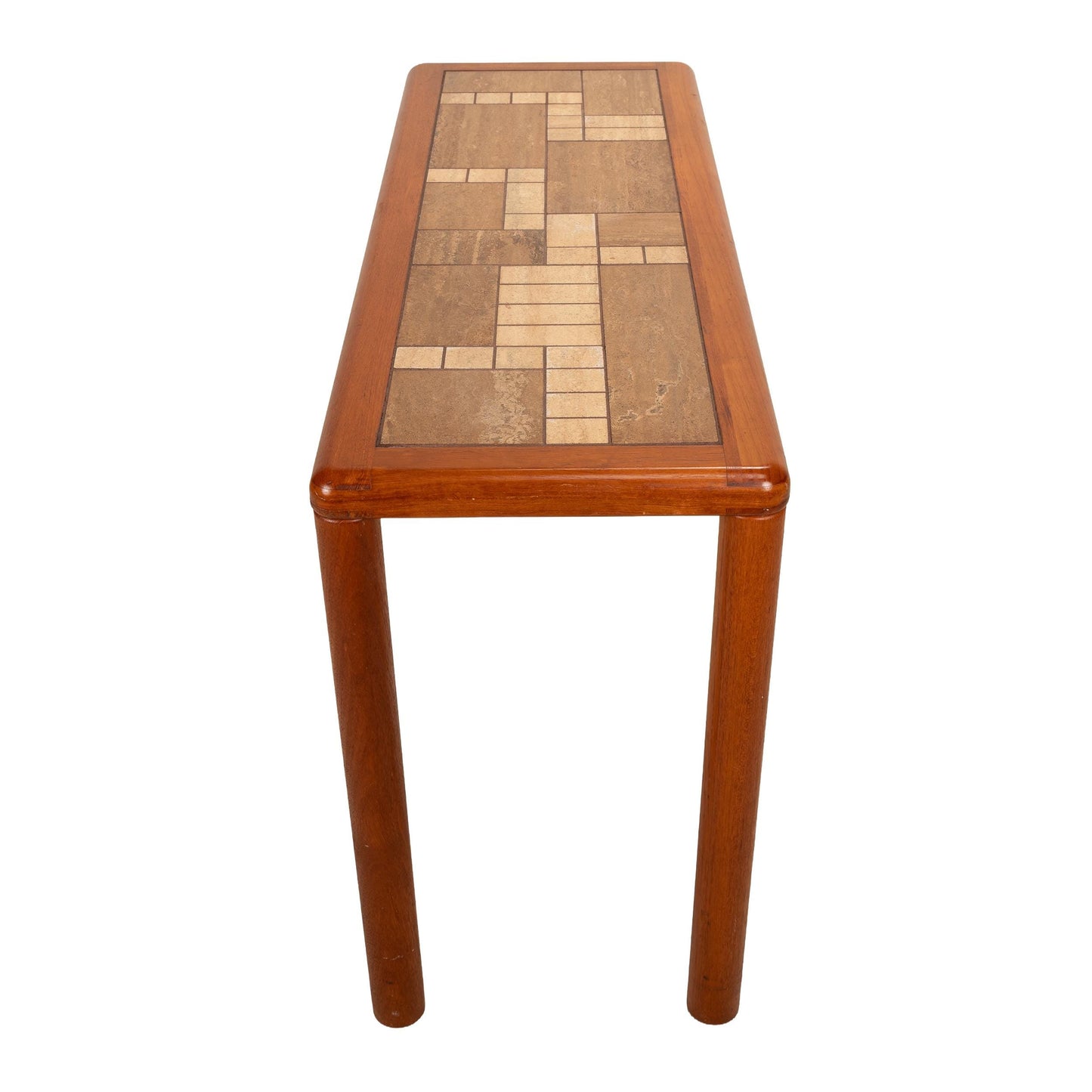 1970s Haslev Teak Console Table With Ceramic Tile Top - Made in Denmark