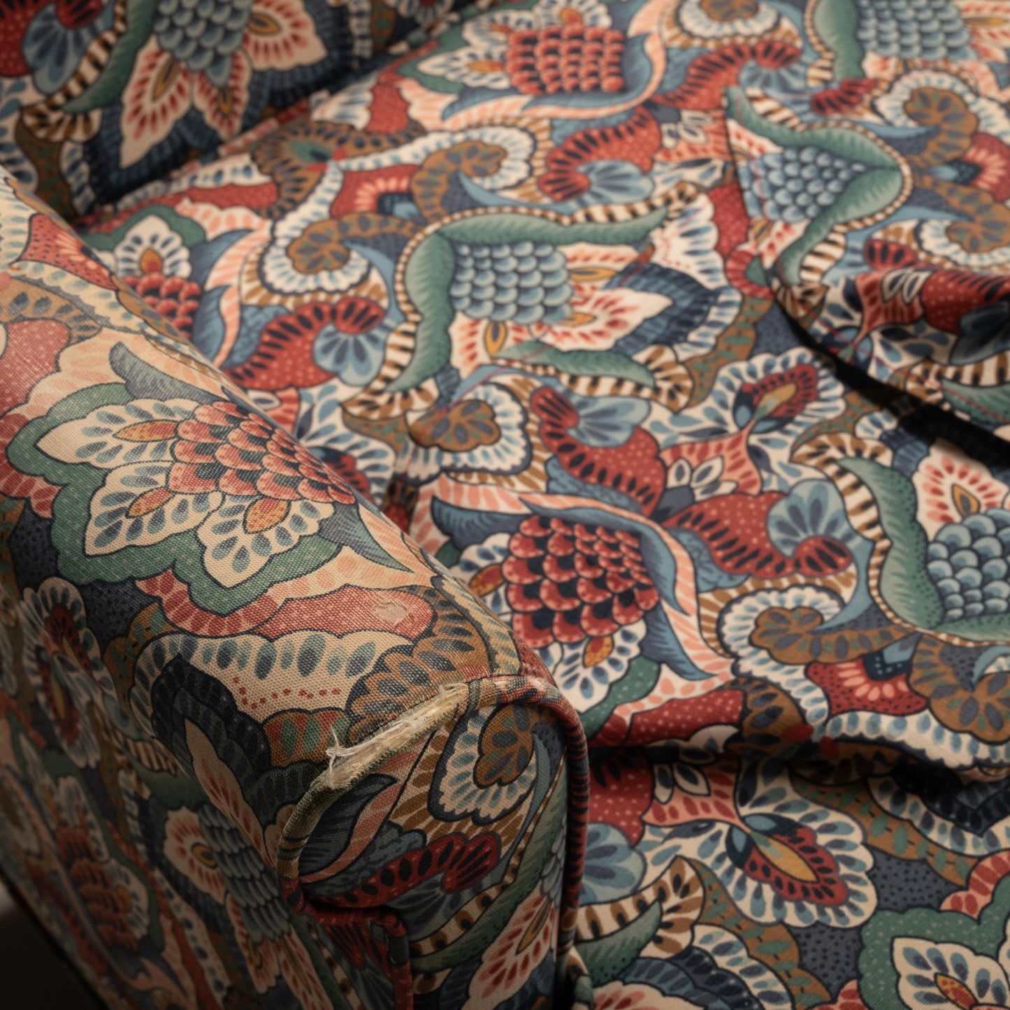 1970s Queen Anne Chippendale Wingback Chairs | Paisley Print Armchair Pair | Vintage Accent Seating Traditional Style USA Shipping Available