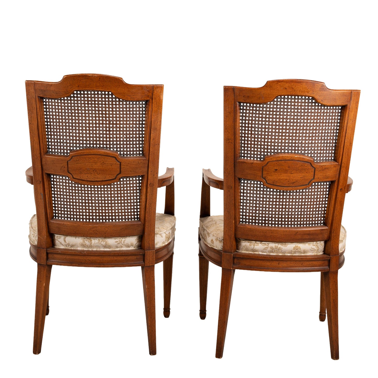 French Regency Louis XVI Caned Back Carved Side Chairs – Pair, Antique Neoclassical Dining Chairs, Elegant Vintage Seating