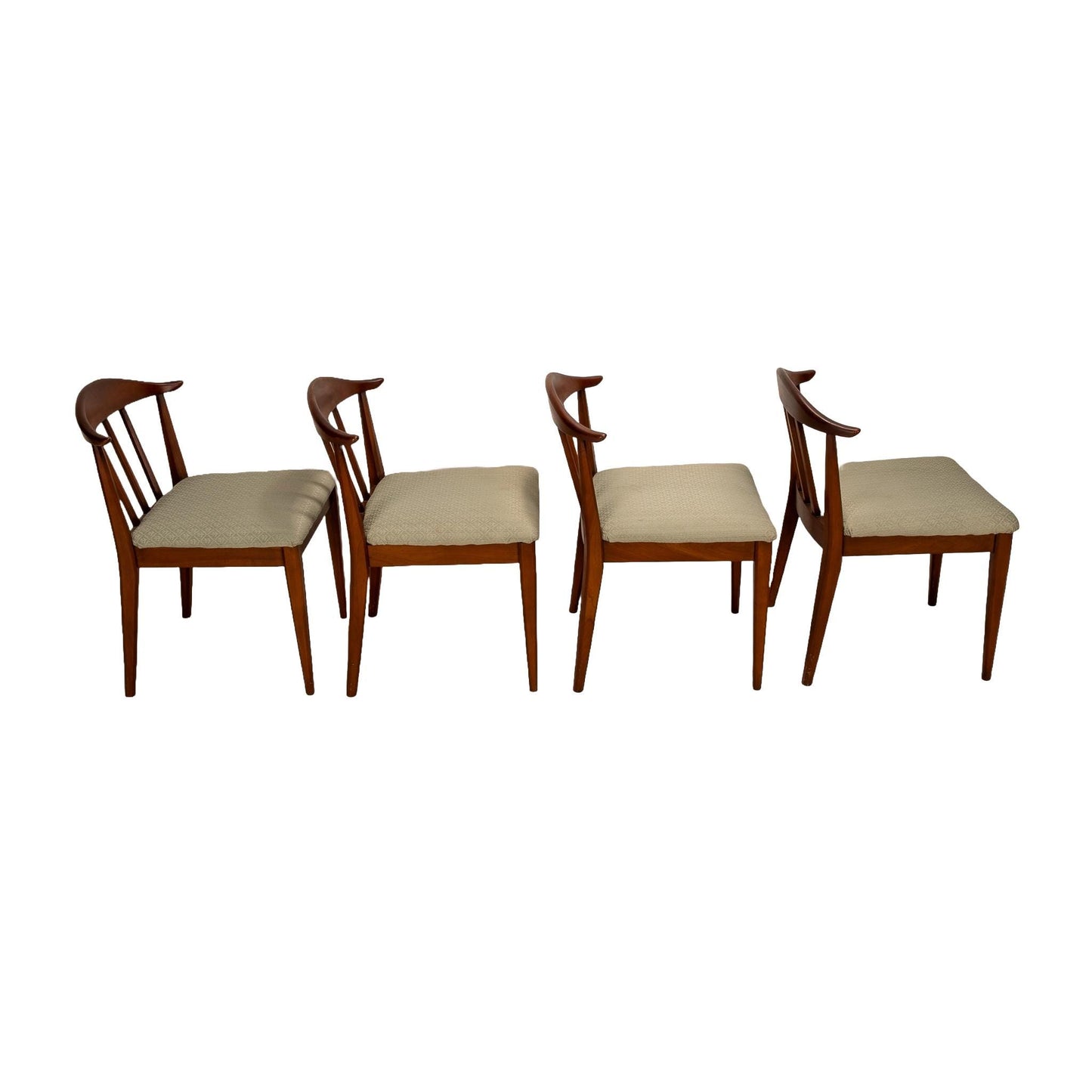 Mid Century Modern Walnut Curved Back Dining Chairs - Set of 4 , MCM Gorgeous Curved Back, Edward Wormely Style