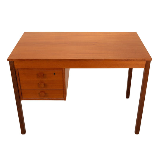 Mid-Century Danish Modern Teak Desk by Domino Møbler – 3-Drawer Design